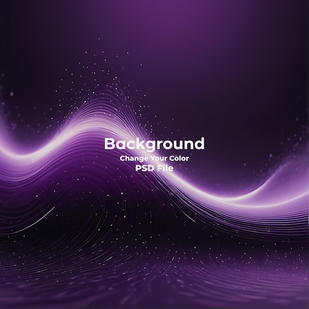 PSD Abstract Purple color wave of particles Technology Carbon line light Purple background
