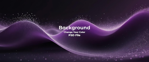 Psd abstract purple color wave of particles technology carbon line light purple background