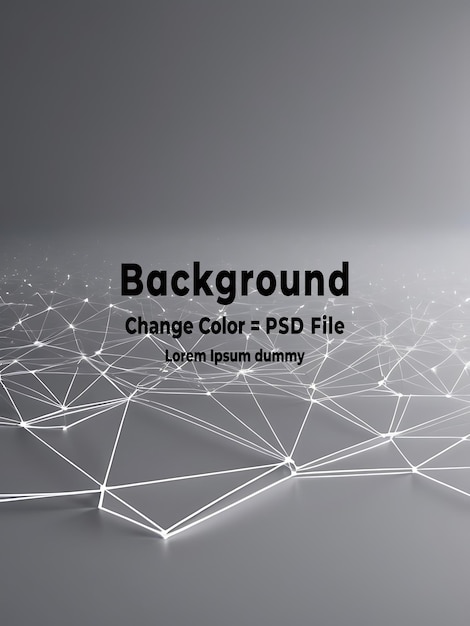PSD Abstract white gray polygon tech network with connect technology background Abstract dots and lines texture background 3d rendering