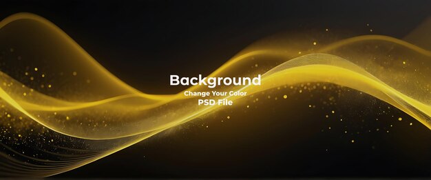 PSD psd abstract yellow background wave particles technology carbon line yellow glitter lights gold