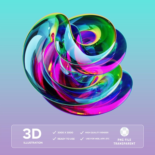 PSD-abstraktimuotoinen 3d-renderöity kuvitus