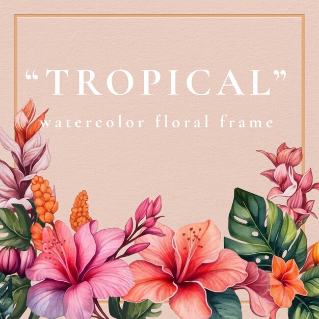 psd achtergrond tropische aquarel bloemen