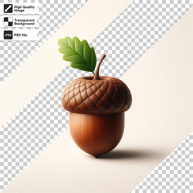 Psd acorn with leaves on transparent background with editable mask layer