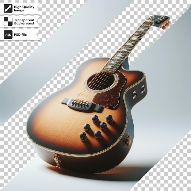 Psd acoustic guitar on transparent background with editable mask layer