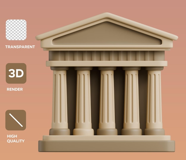 PSD Acropolis 3D object illustratie
