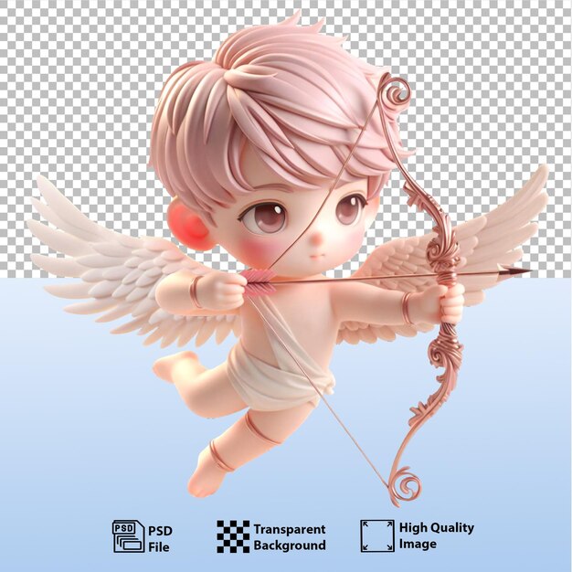 PSD psd adorable baby cupid with holding bow and arrow in chibi stylevalentine concept generative ai