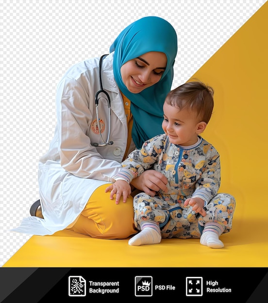 PSD psd adorable calm newborn child being examined by a qualified female pediatrician at a pediatric center png