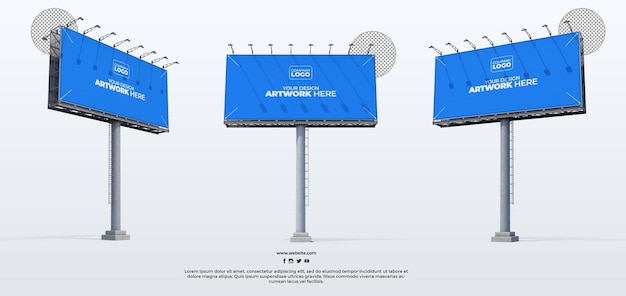 Psd advertising billboard mockup with transparent background