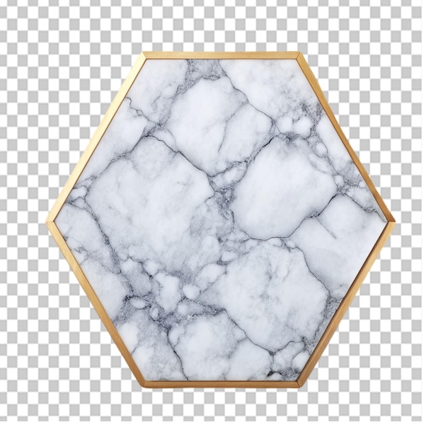 PSD psd of a aesthetic marble hexagon geometric shape on transparent background