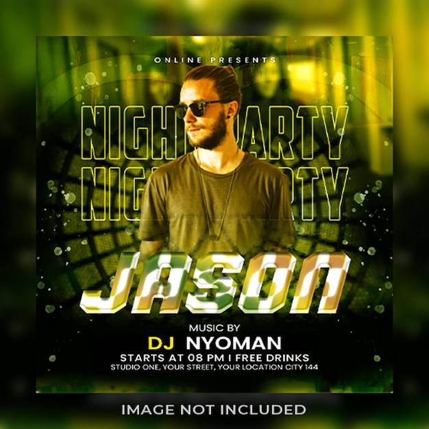 PSD after work urban dj club flyer Friday night party social media post template