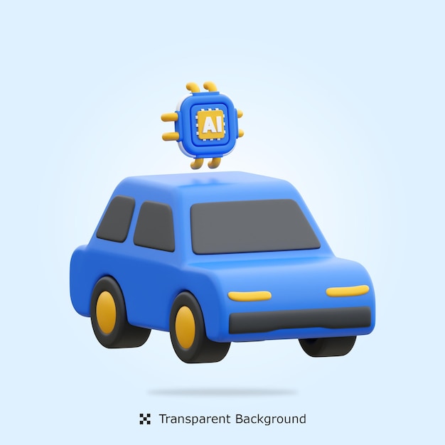 Psd ai autonomous smart car 3d icon