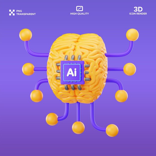 psd ai brain 3d illustration
