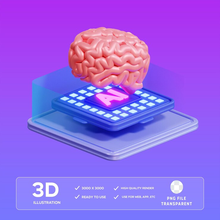 PSD psd ai brain chip 3d illustration