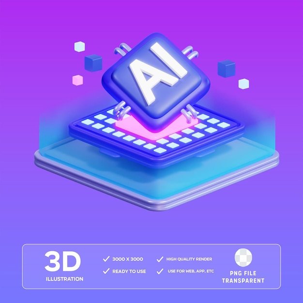 PSD ai чип 3D иллюстрация