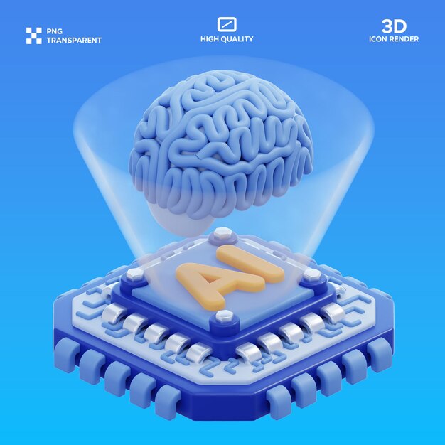 PSD ai hersenchip 3D illustratie
