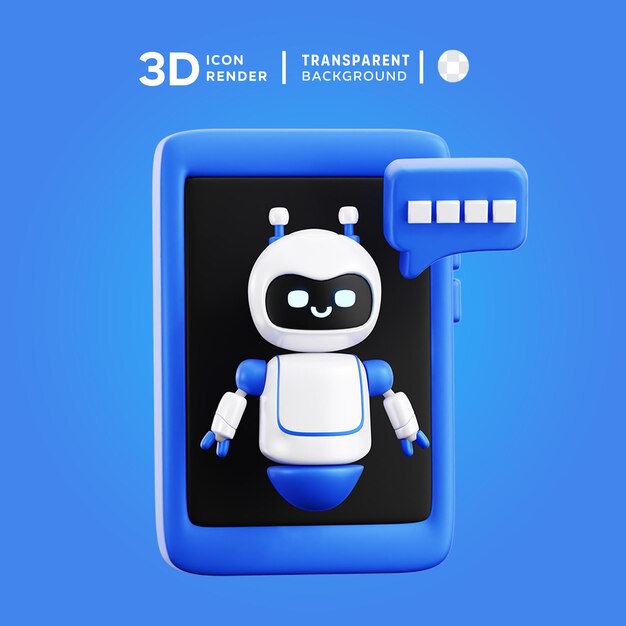 PSD psd ai robot phone 3d illustrartion