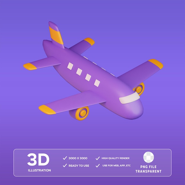 PSD Air Plane 3D Illustration