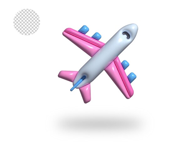 PSD psd airplane transparent comic bubble icon 3d render illustration