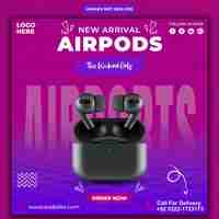 PSD psd airpods social media promotion and instagram post template design