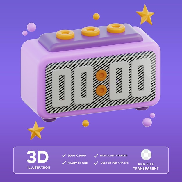 PSD Alarm Clock 3D Illustration
