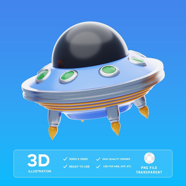 PSD Alien Craft 3D Illustration