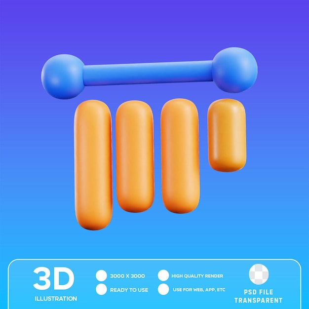 PSD psd alight top 3d illustration