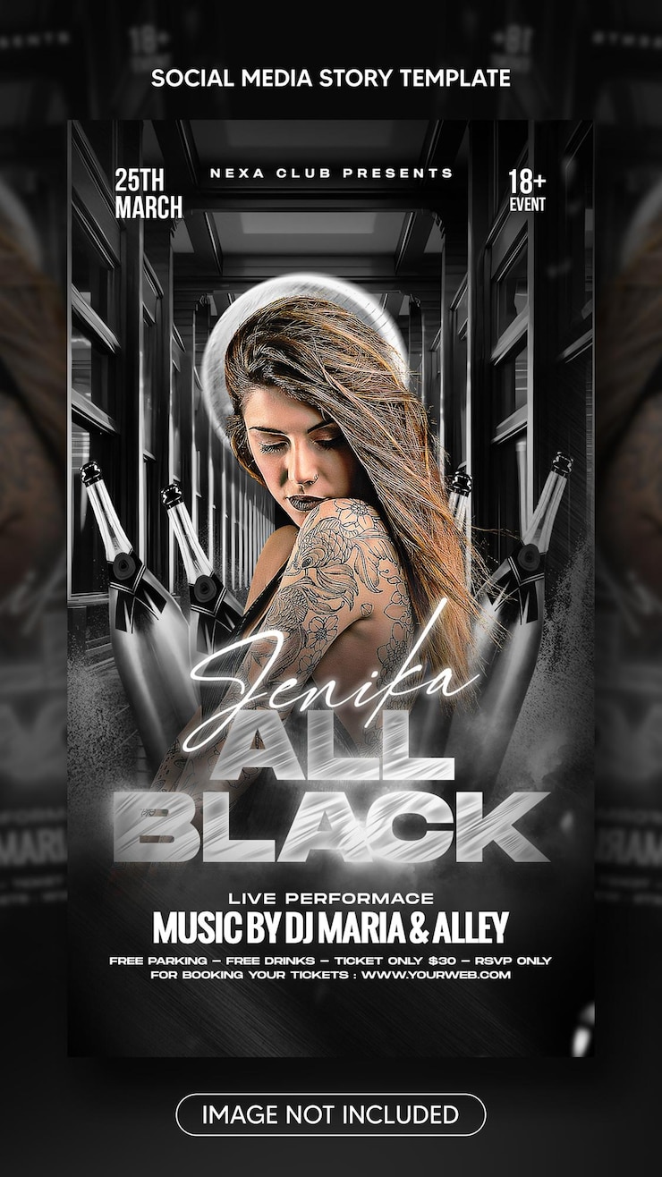 PSD psd all black dj club party event social media instagram story template