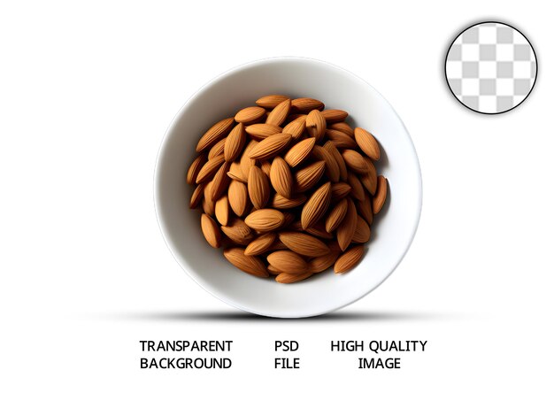 PSD psd 아몬드 견과류는 투명한 배경에 장식 된 그에 있습니다.