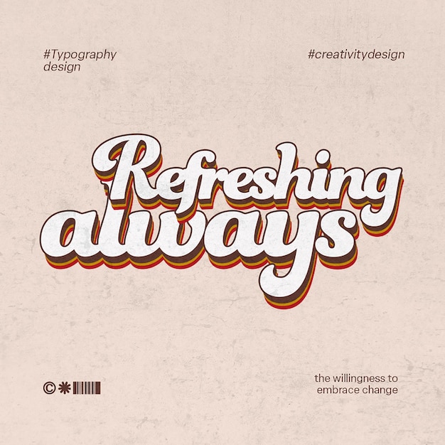 PSD Always Refreshing Typography Design voor sociale media en Instagram Post Template