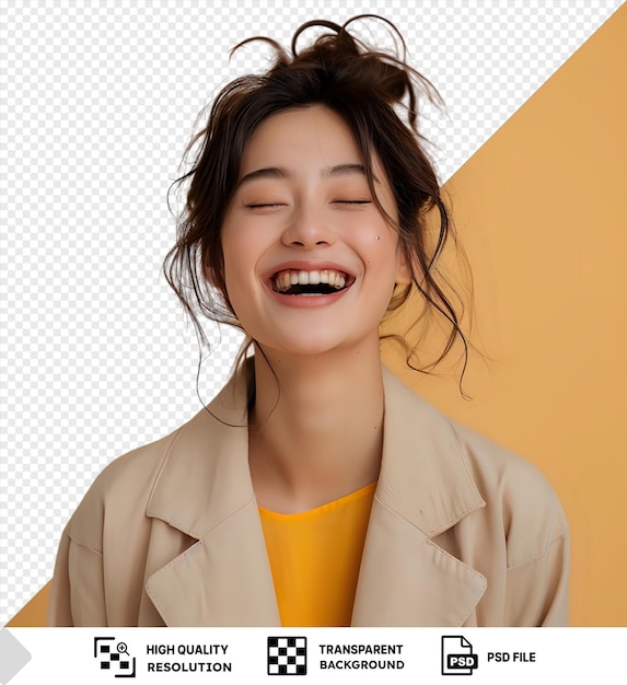 PSD psd amused girl laughing at an invisible hilarious scene png