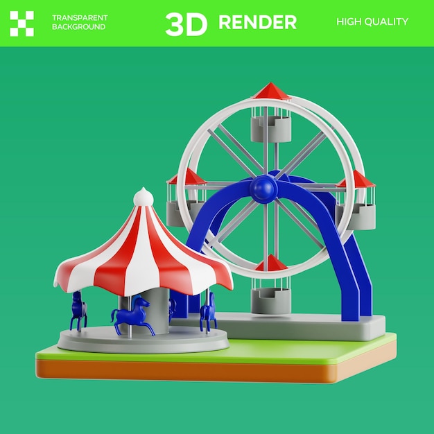 PSD Парк развлечений 3D Иллюстрация