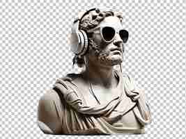 PSD psd of a ancient greek sculpture wearing headphone