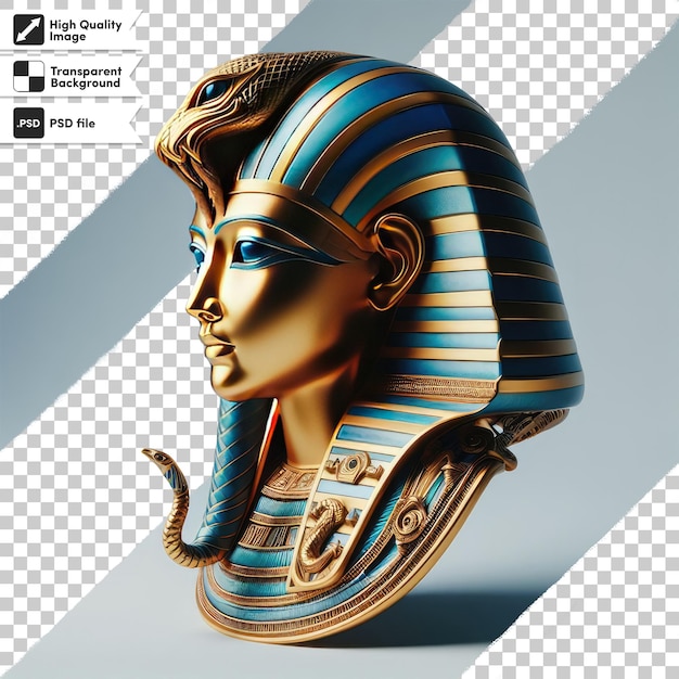 Psd ancient marble and granite pharaoh bust from egypt on transparent background with editable mask