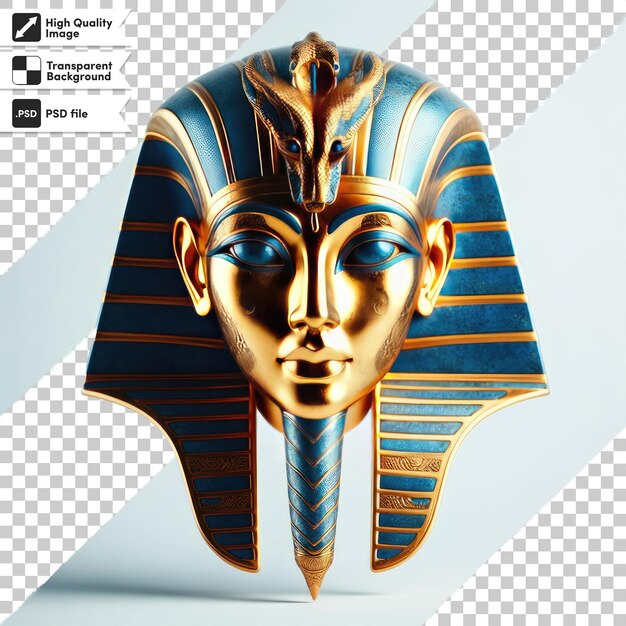 PSD psd ancient marble and granite pharaoh bust from egypt on transparent background with editable mask