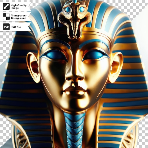 Psd ancient marble and granite pharaoh bust from egypt on transparent background with editable mask