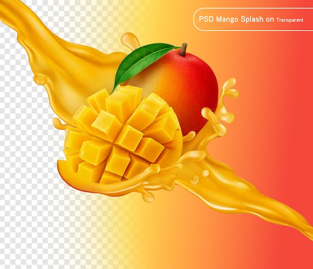 PSD and PNG Realistic juice drop splash composition with isolated liquid spot vector illustration