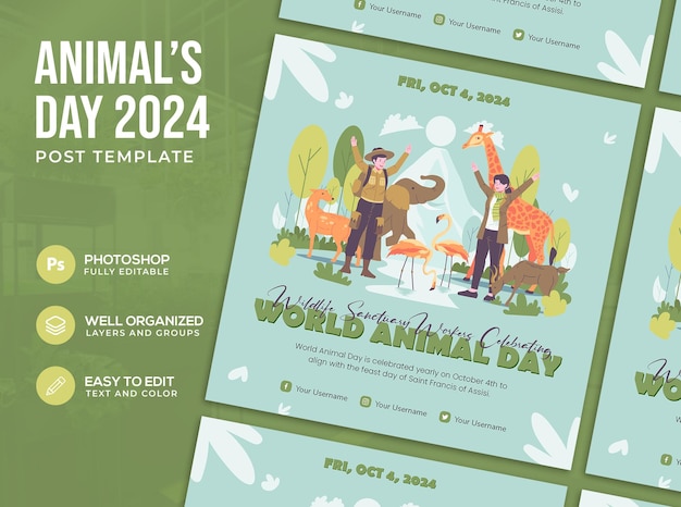 PSD psd animal day post design template