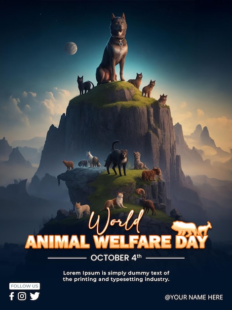 PSD psd animal day poster design template