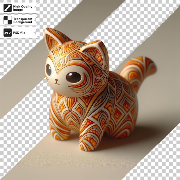 PSD Фигура животного psd на деревянной игрушке деревянная игрушка кошка на прозрачном фоне