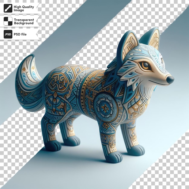 PSD 透明な背景の木製のオオカミの木製のおもちゃにpsdの動物のフィギュア