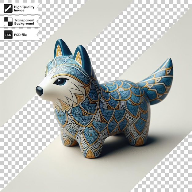 PSD Фигура животного psd на деревянной игрушке деревянная игрушка волк на прозрачном фоне
