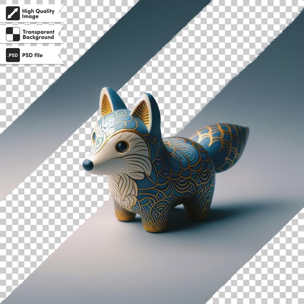 PSD psd animal figure on a wooden toy wooden wolf toy on transparent background