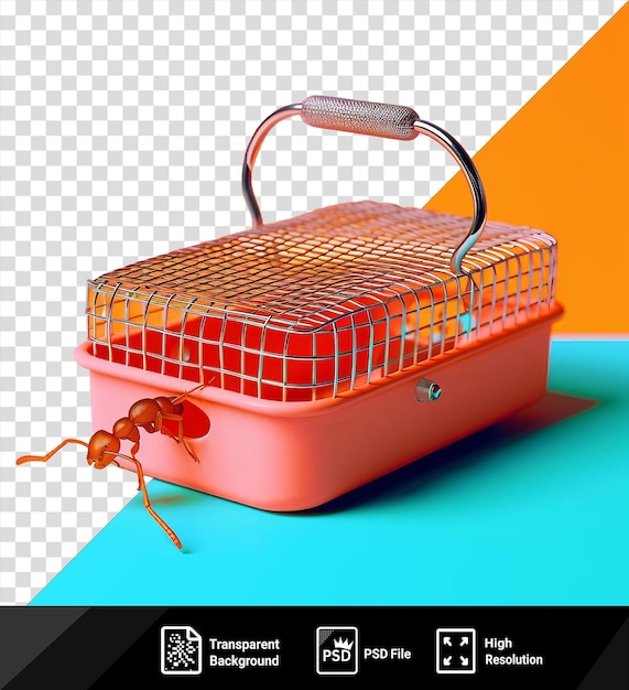 Psd ant trap on a piece of luggage on a blue table png