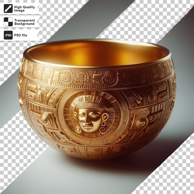 PSD psd antique golden bowl on transparent background with editable mask layer