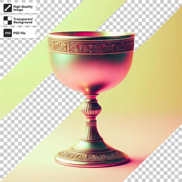 PSD psd antique golden wine cup on transparent background