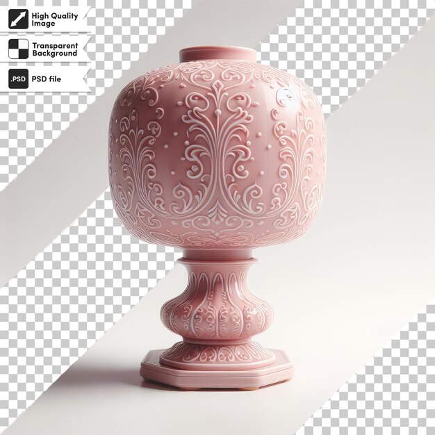 Psd antique pink lamp on the table on transparent background with editable mask layer