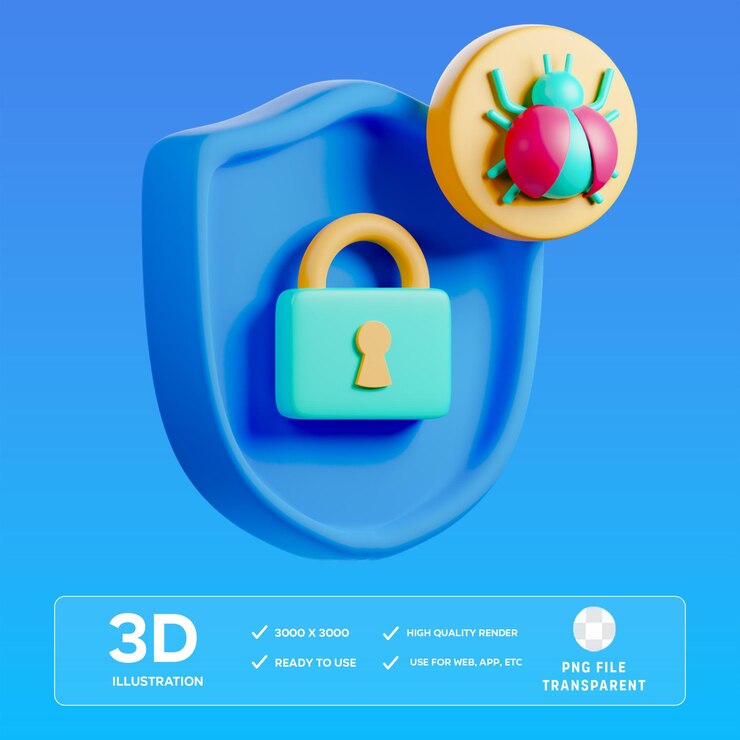 PSD psd 안티바이러스 3d 일러스트레이션