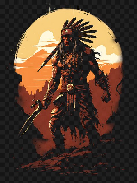 Psd Apache Warrior With A Tomahawk Ready To Strike Defiant Expre T-shirt Tattoo Art Outline Ink (wojownik Apache Z Tomahawkiem Gotowy Do Uderzenia)