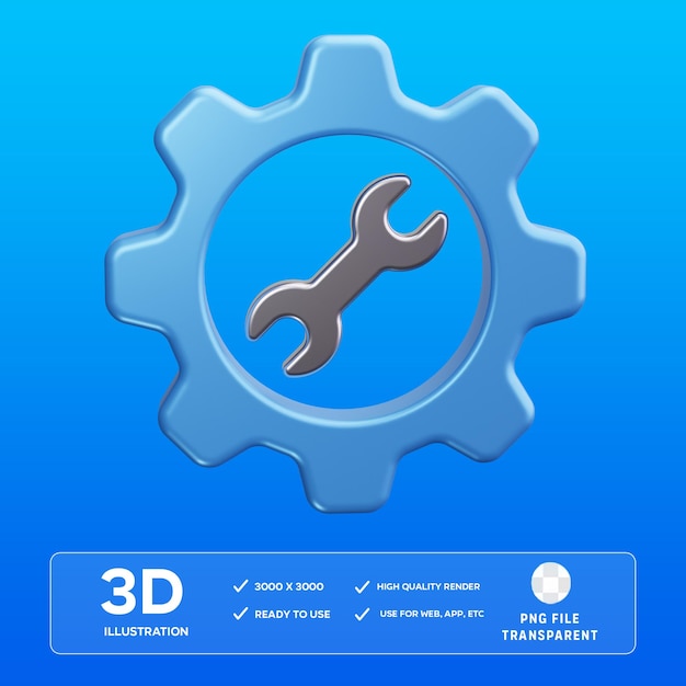 psd appliance repaircogwheelgearserviceequipmentsetting 3d illustration