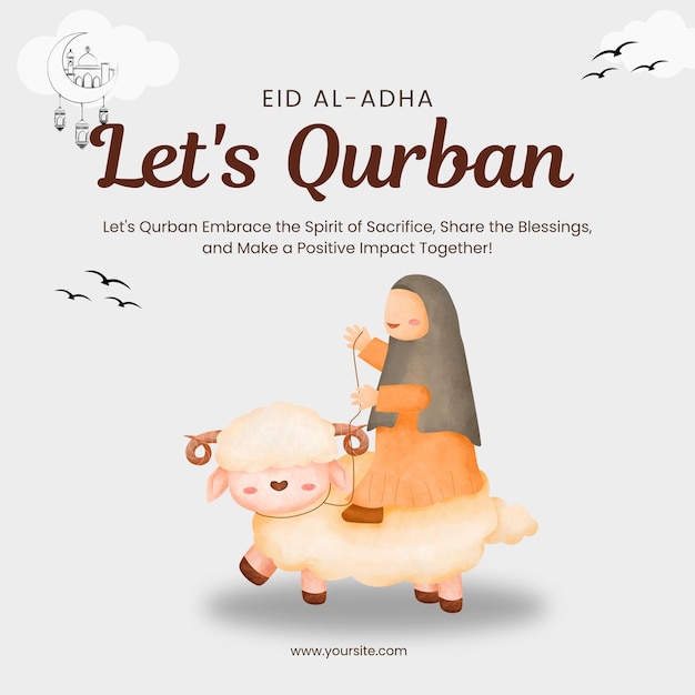 Psd arabo eid al-adha mubarak festa islamica social media design modello gratuito